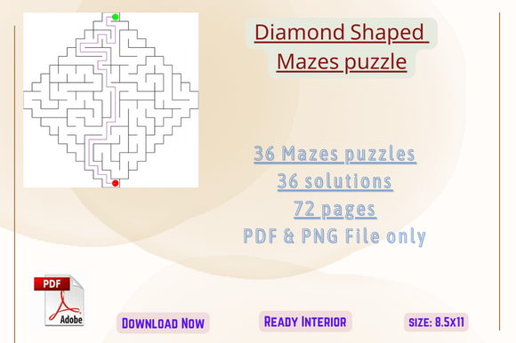Diamond Mazes Puzzle Book: 36 Mazes with Complete Solutions