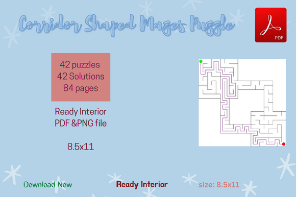 KDP Corridor Maze 42 Puzzles INTERIOR: A Ready-to-Publish Resource for Puzzle Book Creators