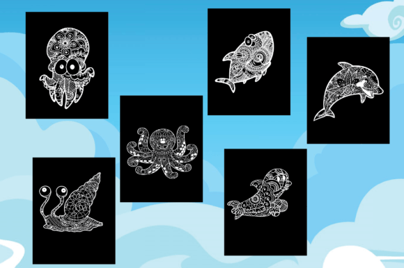 Mandala Ocean Animals: A Creative Asset for Black Paper
