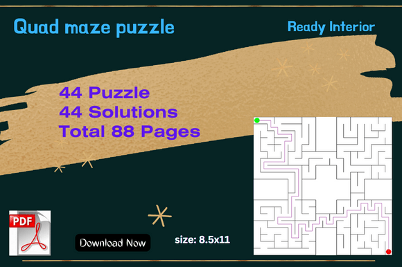 Quad Shaped Maze Puzzles with Solutions for Adults
